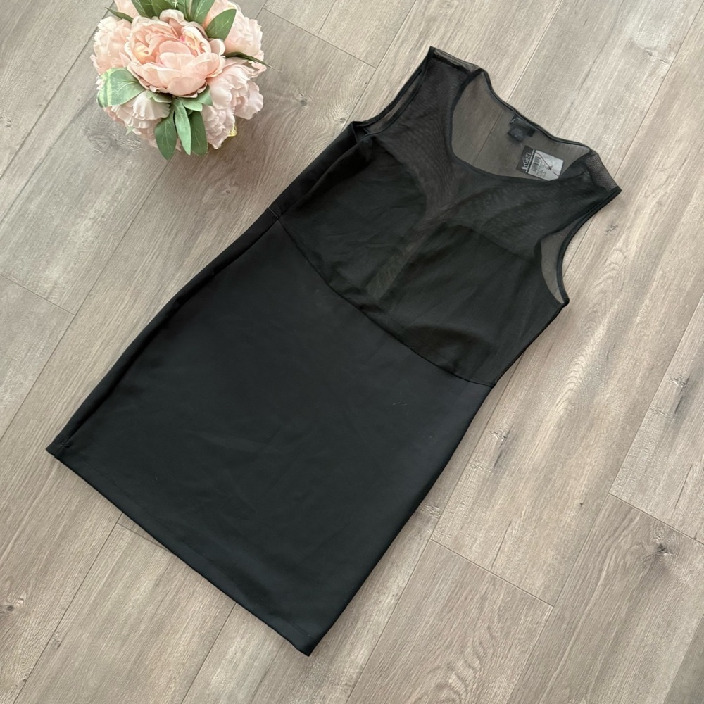 💐5 for $15💐 Rue 21 Black Mesh Sheer Plunge Neck Shift Dress - Picture 3 of 5